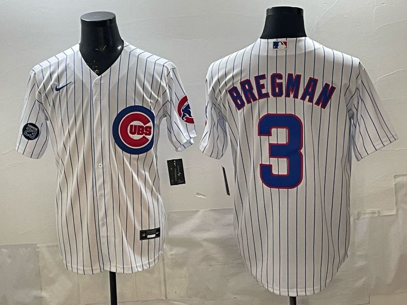 Men 2026 Chicago Cubs #3 Bregman White Stripe Game Nike MLB Jersey style 006->chicago cubs->MLB Jersey